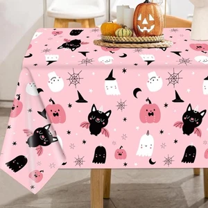 3Pcs Halloween Plastic Tablecloth Rectangle 54 x 108 inch, Pink - Picture 1 of 7