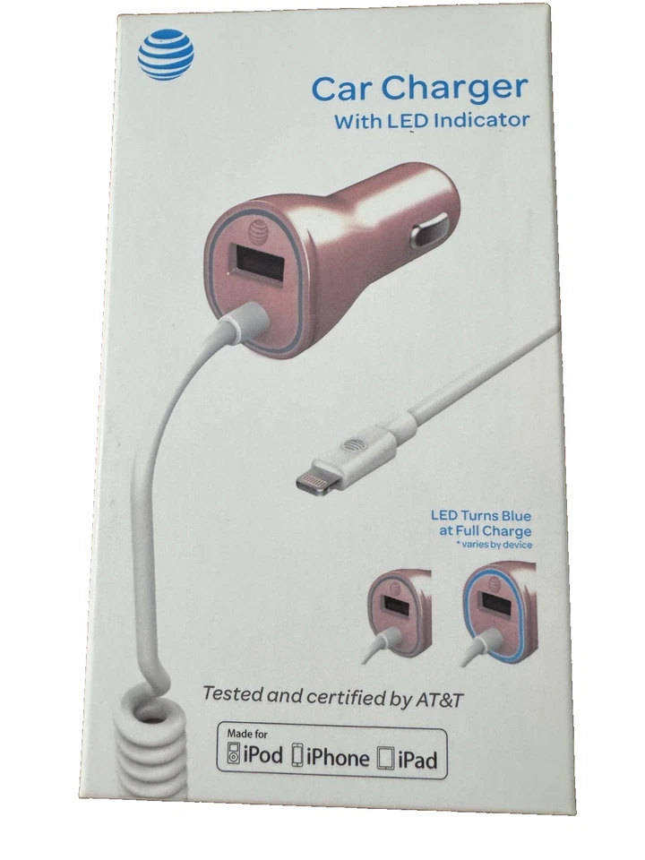 Cargador de coche AT&T aligeramiento con cable de puerto USB - rosa Foto 1 de 2