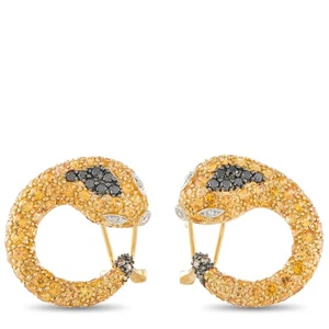 LB Exclusive 18K Yellow Gold Diamond and Yellow Sapphire Earrings MF07-071025 - Picture 1 of 4