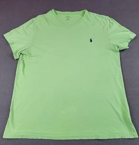 Polo Ralph Lauren Men's Large Lime Green V-neck T-shirt - Picture 1 of 9