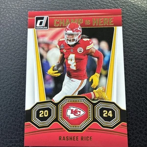 2024 Panini Donruss Champ Is Here Kansas City Chiefs Rashee Rice No. 4 - Imagen 1 de 2