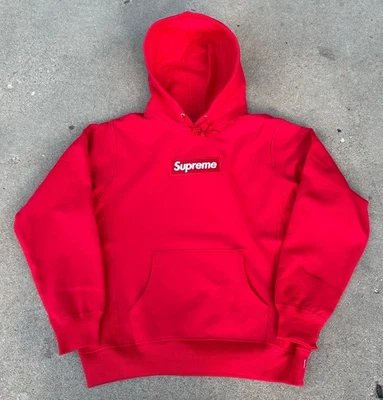 Supreme Red Box Logo Hoodie Size Medium 2023 - Image 1 of 4