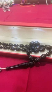 Black Coral Yusr Yusur 33 Prayer Beads Misbah مسبحة مسباح سبحة يسر بحر احمر - Picture 1 of 12