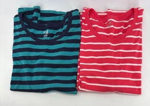 Gap Womens Striped Long Sleeve Tees XXL Cotton & Modal Blend Red/Pink & Teal - Foto 1 di 9