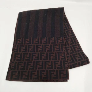 NO TARIFF Fendi Scarf Browns Black Wool 100% 4486565 - Picture 1 of 10