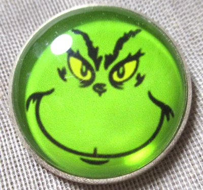 BOTÓN PIC CÚPULA CRISTAL - BOTÓN GRINCH SONRIENTE VERDE 25mm Foto 1 de 2