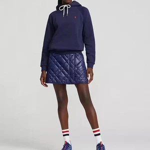 RLX Ralph Lauren Womens Skirt L Quilted Wrap Zip Closure Mini Golf Navy $248 NEW - Picture 1 of 12