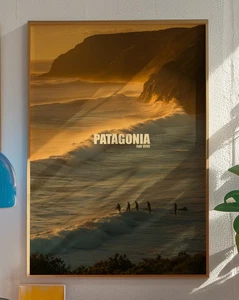 Póster de surf Patagonia - Impresión artística retro de olas costeras - Decoración de playa vintage - Imagen 1 de 5