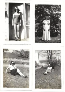 4 Vintage Old 1940 PHOTOS of Pretty Girls Women Wearing Swimsuit & Skirts Posing - Picture 1 of 1