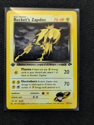 Rocket Zapdos Gym Challenge 1st Edition  Holo 15/132 Vintage WOTC MP - Image 1 of 2