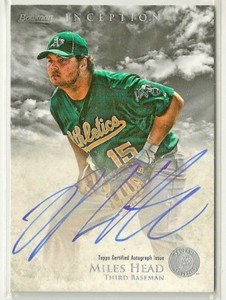Miles Head 2013 Bowman Inception Prospect on-card Autograph Auto - OAKLAND A's