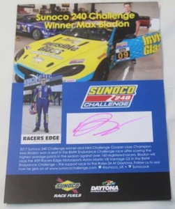 2017 Max Bladon signed Sunoco 240 Challenge Aston Martin IMSA CTSC postcard - Picture 1 of 1