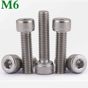 M6 304 Stainless Steel Socket Cap Head Screws Full Thread Allen Hex Bolts DIN912 - Picture 1 of 12
