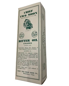 Scatola lassativa vintage capo due lune olio amaro rimedio RX farmacia farmacia NOS - Foto 1 di 1
