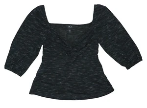 Blusa Top BCX Globo Hinchado Manga Larga Acanalada Tinte Espacial Para Mujer M Nueva con Etiquetas Negra - Imagen 1 de 1