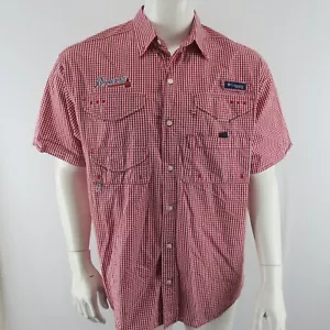 Camicia uomo Columbia PFG manica corta pesca ventilata taglia M Atlanta Braves - Foto 1 di 9