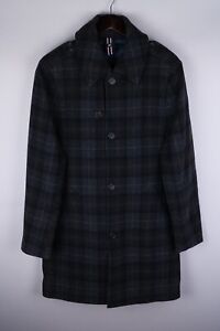 Tommy Hilfiger Men Coat Casual Business Formal Wool Blend Check Grey size M