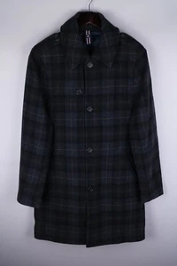 Tommy Hilfiger Men Coat Casual Business Formal Wool Blend Check Grey size M - Picture 1 of 6