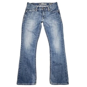 BKE Fulton Bootcut Jeans Womens 28 Distressed Denim Thick Stitch Western Cowgirl - Picture 1 of 7