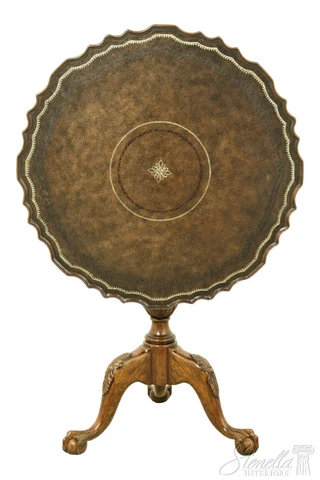 L33430EC: LINEAGE Leather Top Ball & Claw Mahogany Tilt Top Table Cover
