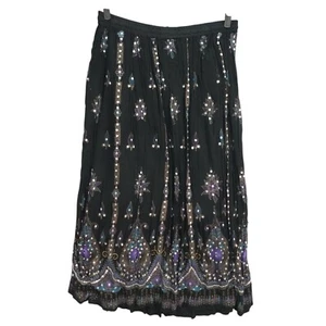 Boho Bauern Prärie Landhaus Kern bestickt Maxi Schwarz Stufenrock 14/16 Gr - Bild 1 von 6