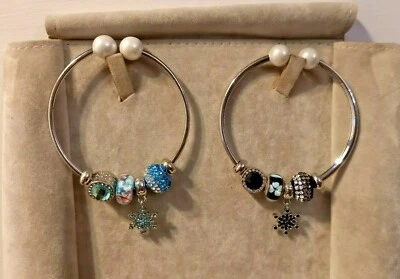 BRACCIALE DONNA SIMIL PANDORA 4 CHARMS CRISTALLI ZIRCONI PERLE VARI CIONDOLO  - Immagine 1 di 3