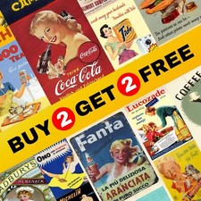BUY 2 GET 2 FREE Classic Advertisement Posters - Retro Advertising Wall Decor