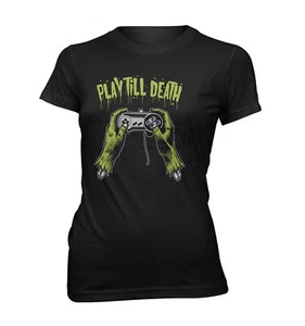 Damen T-Shirt Lady Fit Play Till Death Zombie Gamer Pad PD30420 - Picture 1 of 1