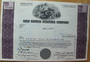 Gulf States Utilities for 100 Shares Stock certificate, 1975-1977 - Picture 1 of 2
