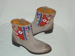 WOMENS RARE JASPER & JEERA ANTHROPOLOGIE LEATHER BLANKET ANKLE BOOTS 8 TO 8.5 - Picture 1 of 7