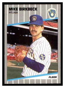 1989 Fleer #178 MIKE BIRKBECK Milwaukee Brewers ~D8H