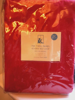 NWT NEW Pottery Barn Kids Twill Curtain Panel 44"x96" Red Cotton - Image 1 of 3