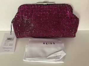 Sac pochette REISS Adaline orné de cristaux roses fuchsia - Neuf avec étiquette - Photo 1/17