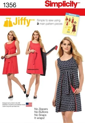 SIMPLICITY 1356 JIFFY DRESSES MISSES Sewing Pattern Sizes 6-14 & 14-22 EASY - Image 1 of 4