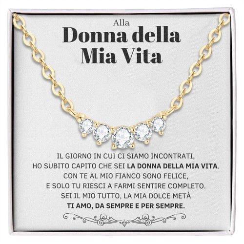 Collana con cinque ciondoli in moissanite 925 Idea Regalo San Valentino