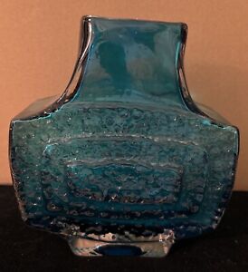 Whitefriars Kingfisher Blue TV Glass Vase Geoffrey Baxter 70s Retro