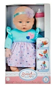 My Sweet Love Snuggle & Feed 12.5" Baby Doll w/ Sound Feature NIB Green Outfit - Picture 1 of 3