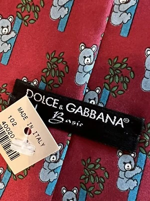 DOLCE & GABBANA Tie  Silk Adjustable Men Necktie Koala Bear Design NWT - Image 1 of 4