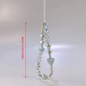 Love Heart Star Beaded Phone Chain For Girls Mobile Phone Lanyard Wrist Strap - Zdjęcie 1 z 5