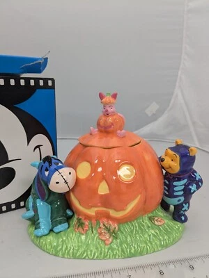 Halloween Candy Jar w/Pooh Piglet Eeyore VTG 1998  The Disney Store NEW MINT - Image 1 of 4