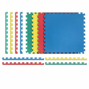 24 in. x 24 in. Interlocking Multi-Color Foam Flooring Recyclamat (4-Pieces) - Picture 1 of 10