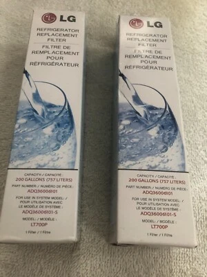 2 PACK LG LT700P REPLACEMENT REFRIGERATOR FILTER ADQ36006101 NEW IN SEAL PACKAGE - Image 1 of 4