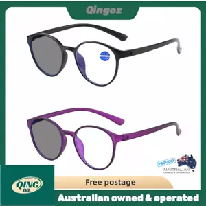 Photochromic Mens Women Magnifying Eyeglasses Round Sunglasses Reading Glasses - Picture 1 of 11