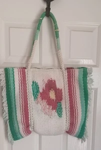 OOAK Mexican Serape Rug Casual Lined Shoulder Handbag Tote Multicolor Boho - Bild 1 von 6