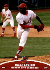 2007 Johnson City Cardinals Grandstand 18 Omar Javier Dominican Republic DR Card