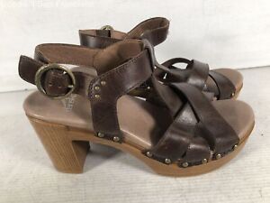 Dansko Womens Daniela Brown Leather Studded Adjustable Strappy Sandal Size 38