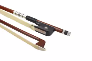 Viola Bow 16 inch Brazilian Ebony Frog Inlay Natural White Horsehair Straight - Picture 1 of 7