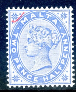 Malta 1902 2½d fine n.h. mint with red tick in top left corner (2024/07/31#04) - Picture 1 of 2
