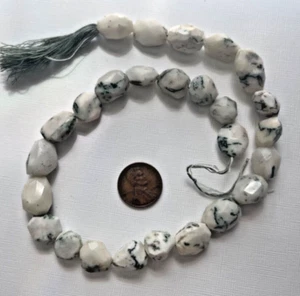 ONE STRAND FACETED 17X10 MM WHITE TREE AGATE 14" OVAL NUGGETS BELOW WHOLESALE! - Picture 1 of 6