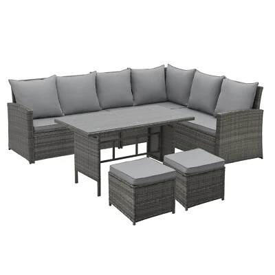 SVITA MONROE Garten-Lounge Set Polyrattan Lounge-Möbel Sitzgruppe Garten Grau - Bild 1 von 4
